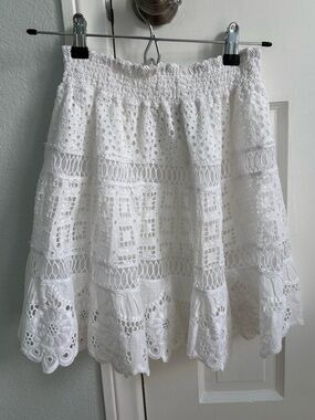 Temptation Positano White Eyelet Lace Mini skirt, Women’s M